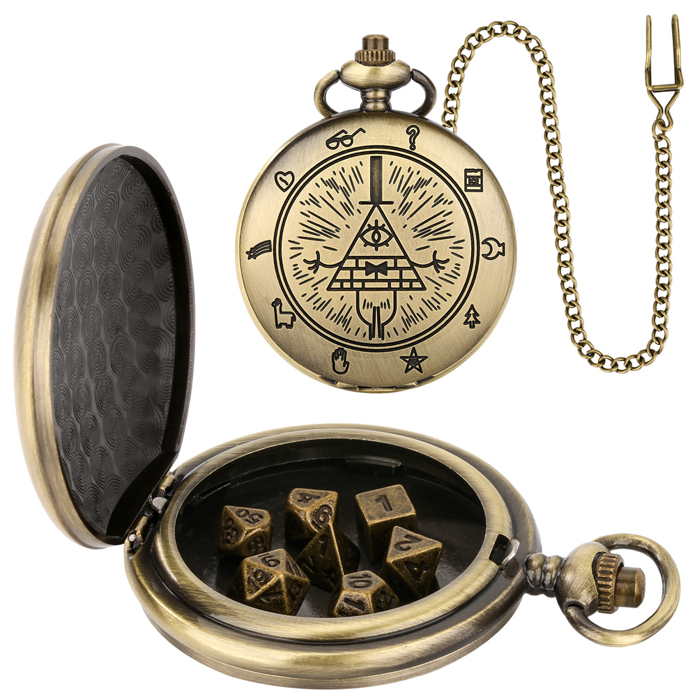 Vintage Pocket Watch - Kotak jam tangan saku perunggu/abu-abu hitam
