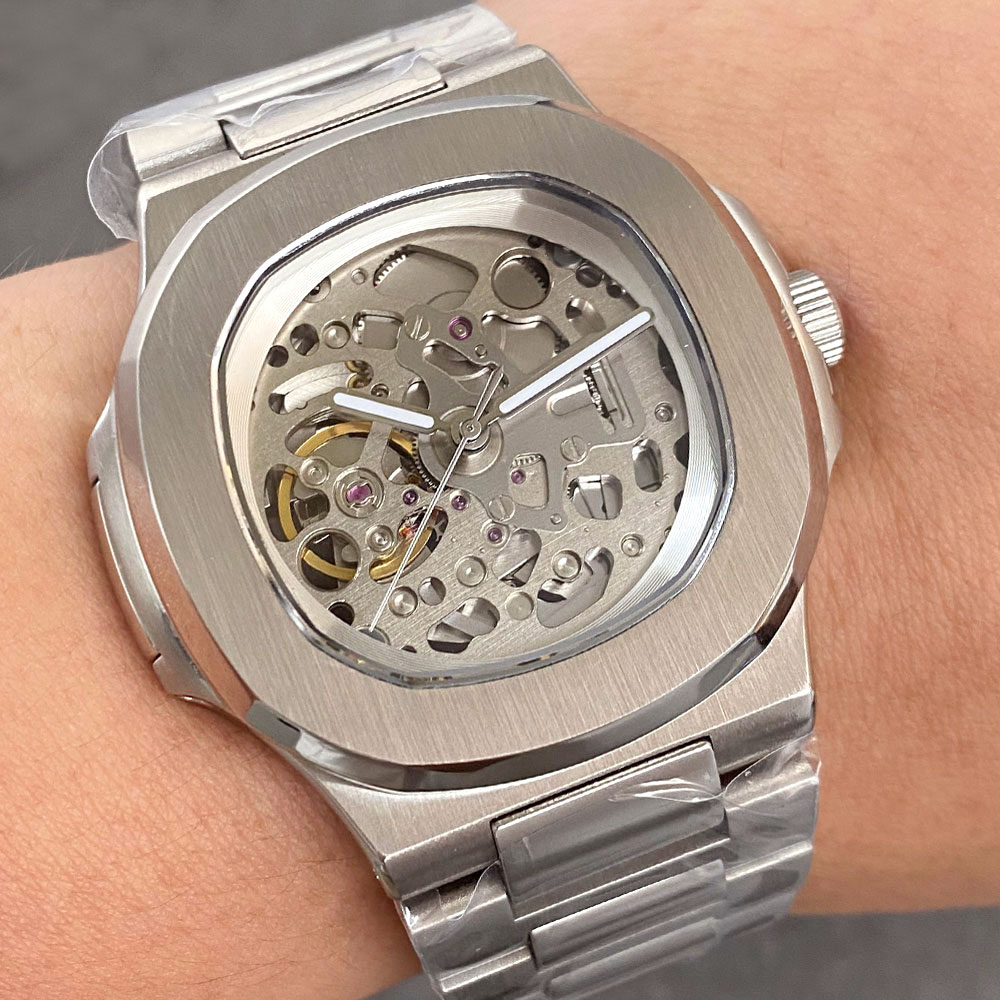 Patek Philippe Watch Nautilus - Tandorio 40mm Kaca Safir NH70A Skeleton