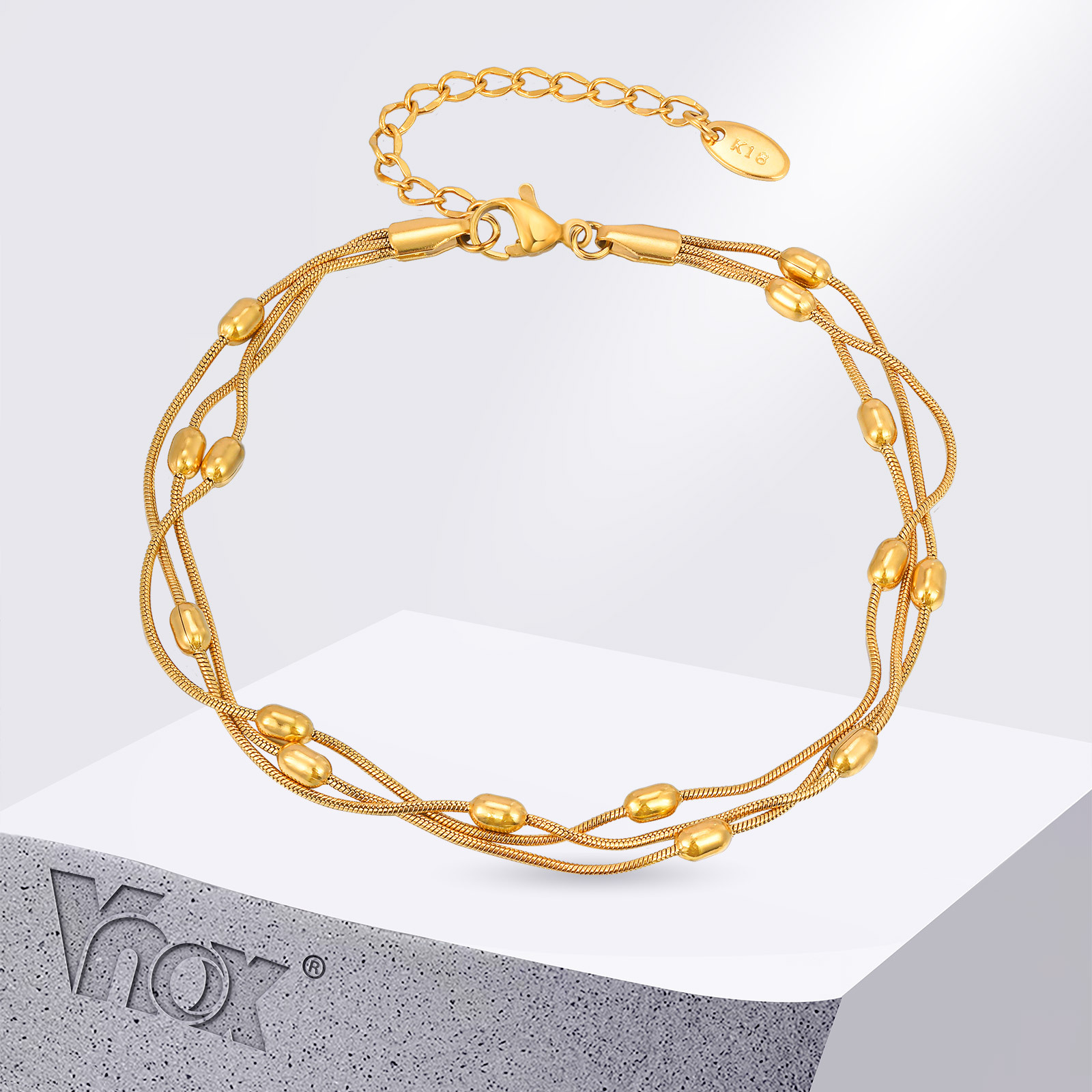 Vnox Gelang Rantai Ular Tiga L - Jc Jewelry & Watches ulasan dan harga