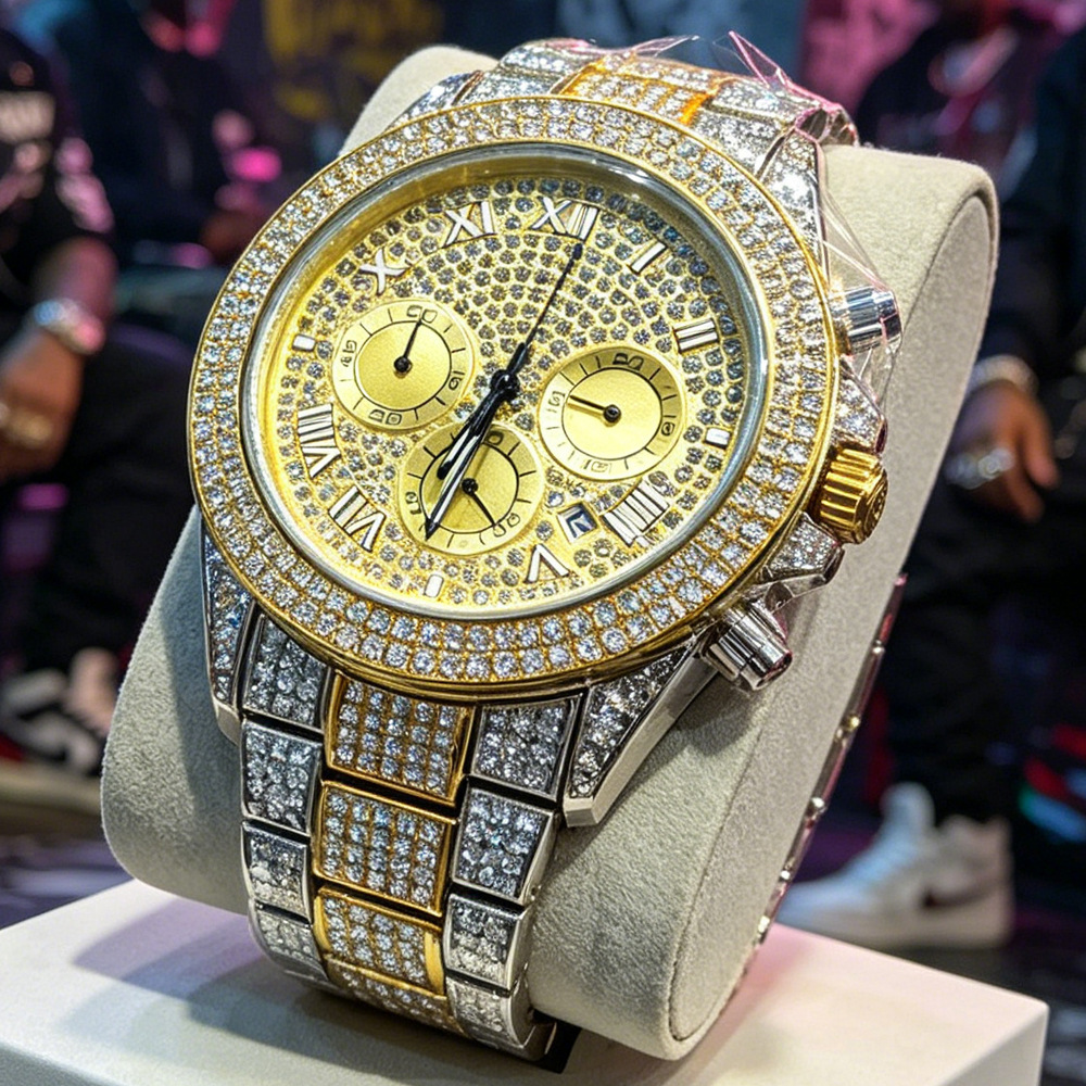 Jam Tangan Quartz Hip Hop Iced - Jewelry Watches Brands ulasan dan harga