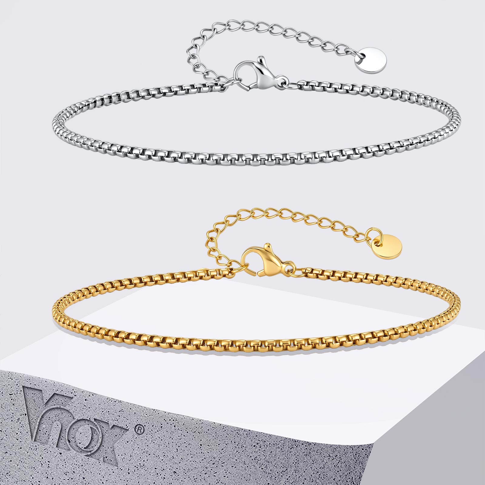 Vnox Gelang Kaki Rantai Kotak  - Jc Jewelry & Watches ulasan dan harga